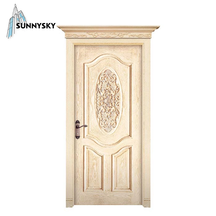 Wholesale Entry Solid Wood Front Wooden Door with Stained Glass